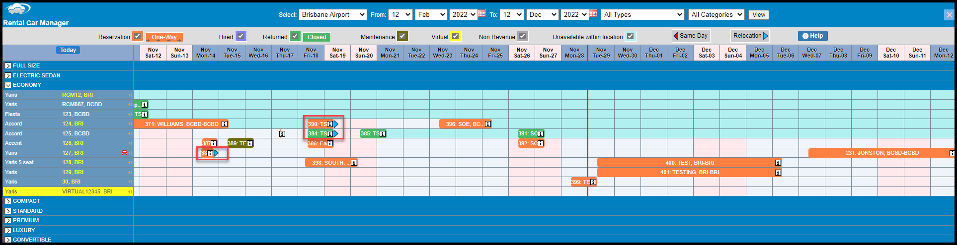 Reservation Sheet